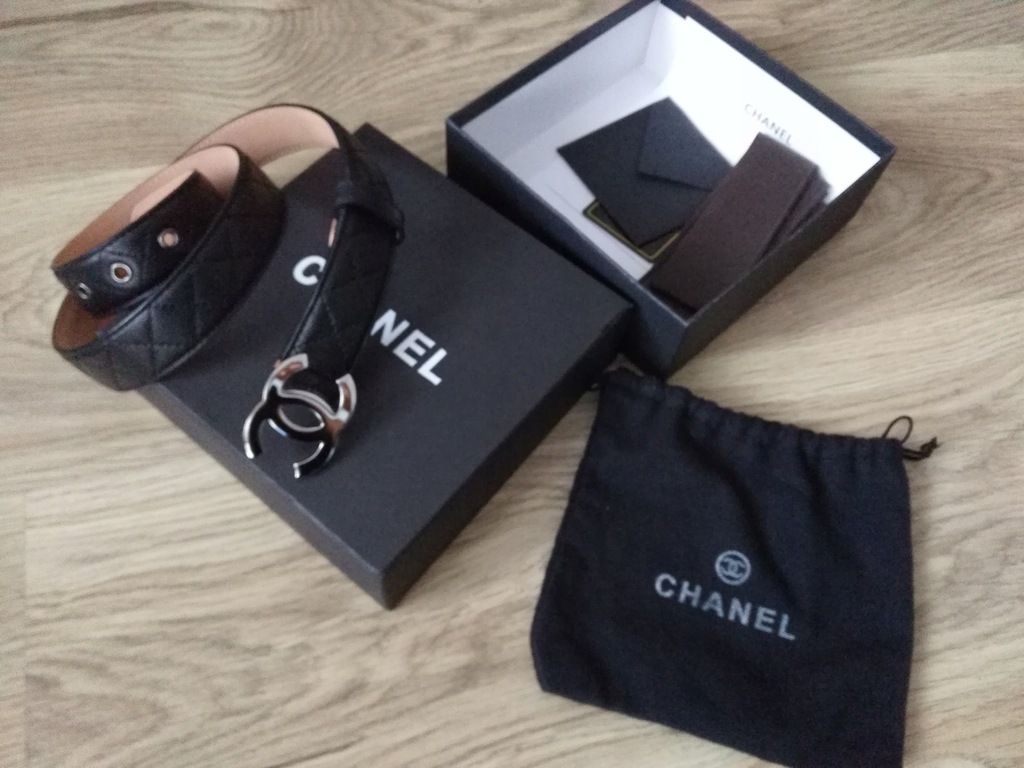 pasek chanel skóra pikowany jedyny prezent xs s