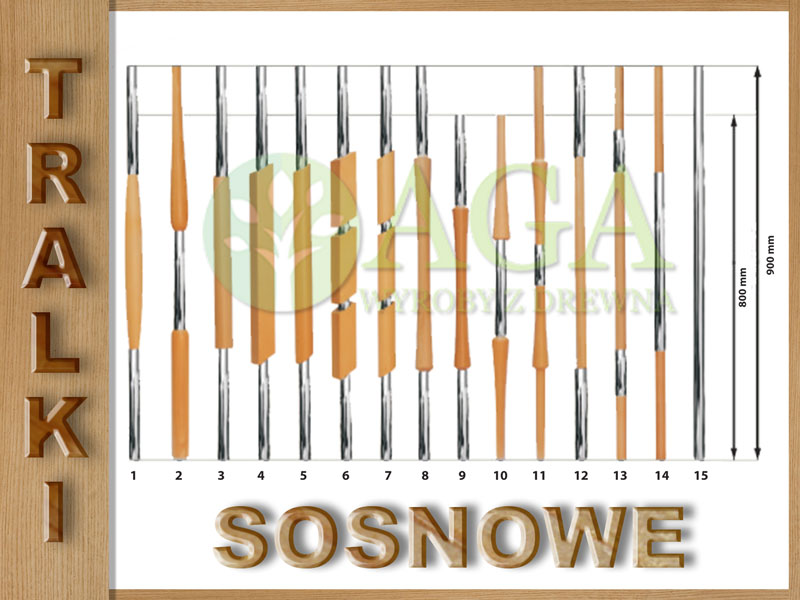 TRALKI SOSNOWE METAL-CHROM BALUSTRADA PORĘCZE