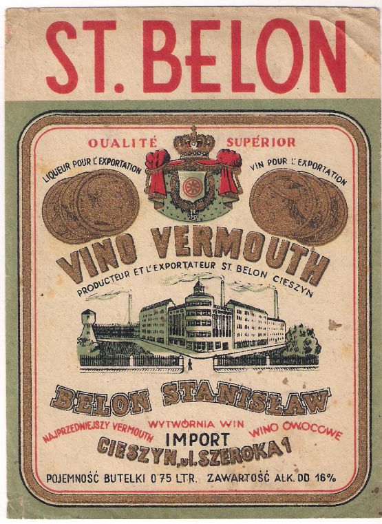 CIESZYN BELON WYTWÓRNIA WIN VERMOUTH ALKOHOL WINO