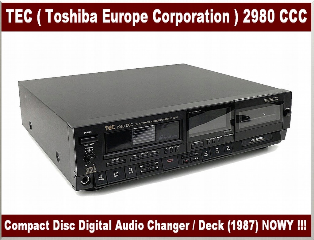 TEC/TOSHIBA 2980 CCC / 6 CD + DECK / 1987r.NOWY!!