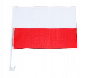 Flaga Polska z uchwytem, samochodowa 30x45