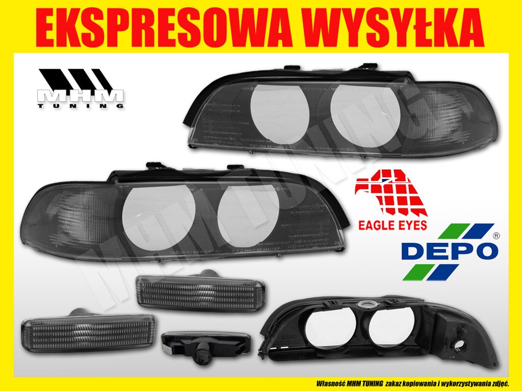 REFLEKTOR KLOSZ MIGACZ BOK KPL BLACK BMW 5 E39 96