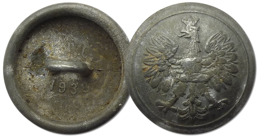 3.II RP, GUZIK WOJSKOWY Z ORŁEM W KORONIE 1939