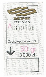 Bilet z Poznania za 30 gr 3000 zł 
