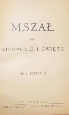 R. Tomanek  - Mszał na niedziele i święta, 1947