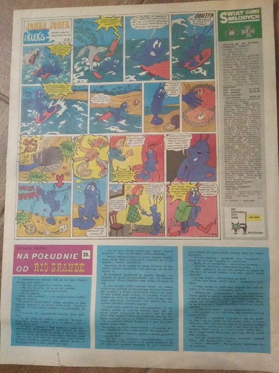 Świat Młodych 1975 r. komiks Jonka Jonek i Kleks