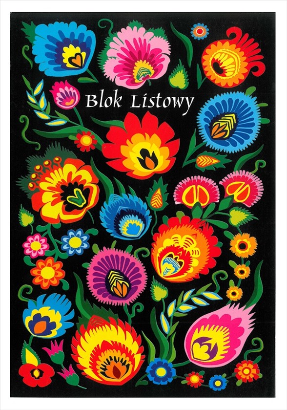 Blok listowy FOLK Wzór kurpiowski ludowy kwiaty FV