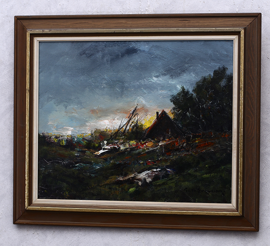 Gote Svensson (1926-) piękny obraz znanego malarza