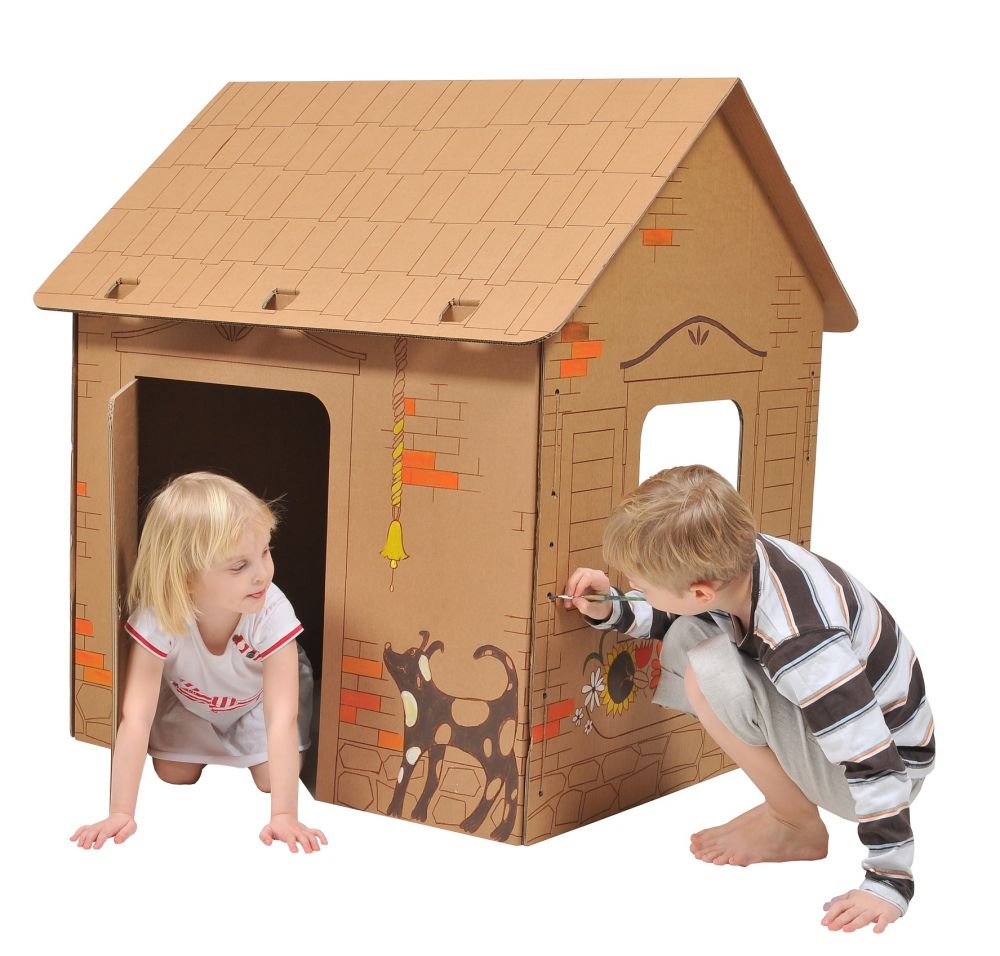 Domek Z Tektury Dla Dzieci DOMEK z tektury KARTONOWY do malowania NA PREZENT - 7765060949