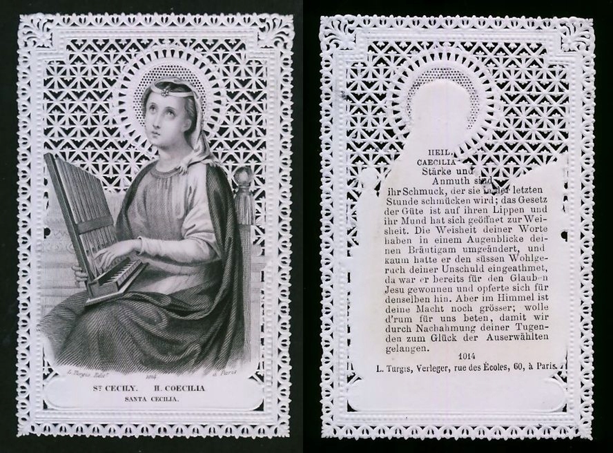 św Cecylia koronka obrazek staloryt XIX w.208