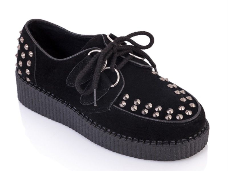 Czarne creepersy z ćwiekami zamszowe goth 39