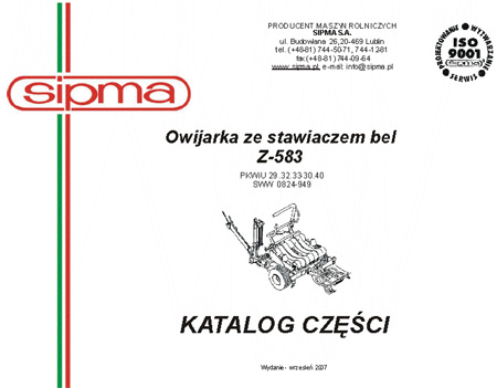 SIPMA Z-583 - katalog części