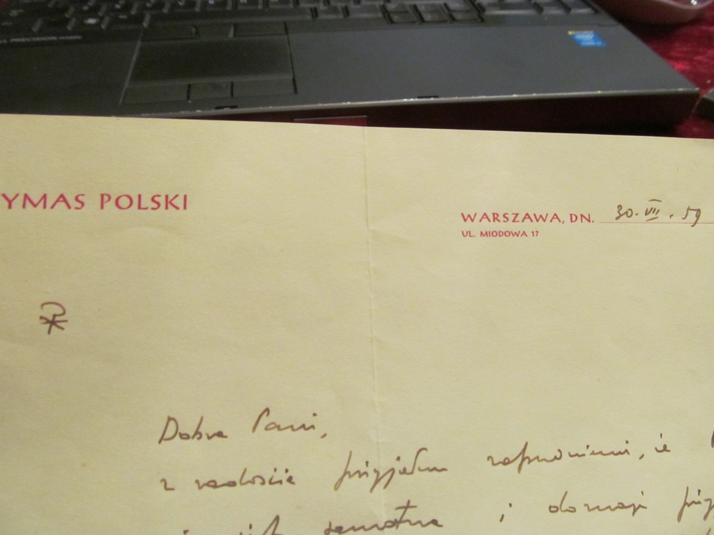 List Do Starszej Osoby W Trosce O Zdrowie PRYMAS WYSZYŃSKI - LIST ODRĘCZNY DO KOBIETY 1959 - 7146330280