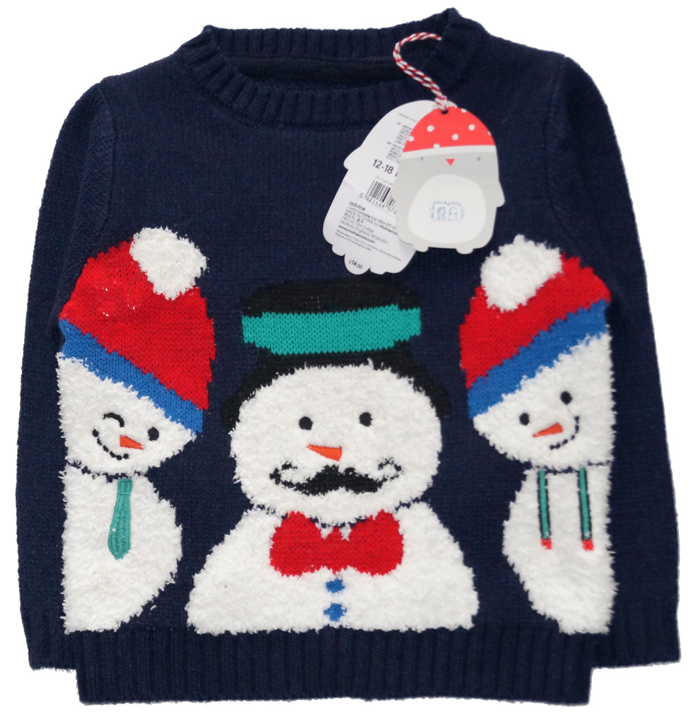 MOTHERCARE świąteczny sweterek Bałwanki świeci 86
