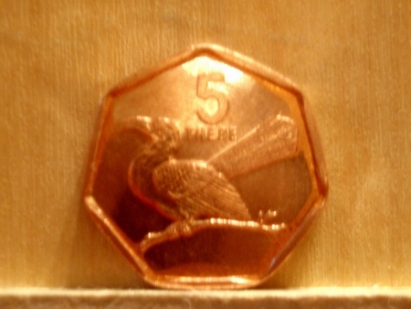 BOTSWANA - 5 thebe 1998, ptak toko żółtodzioby !
