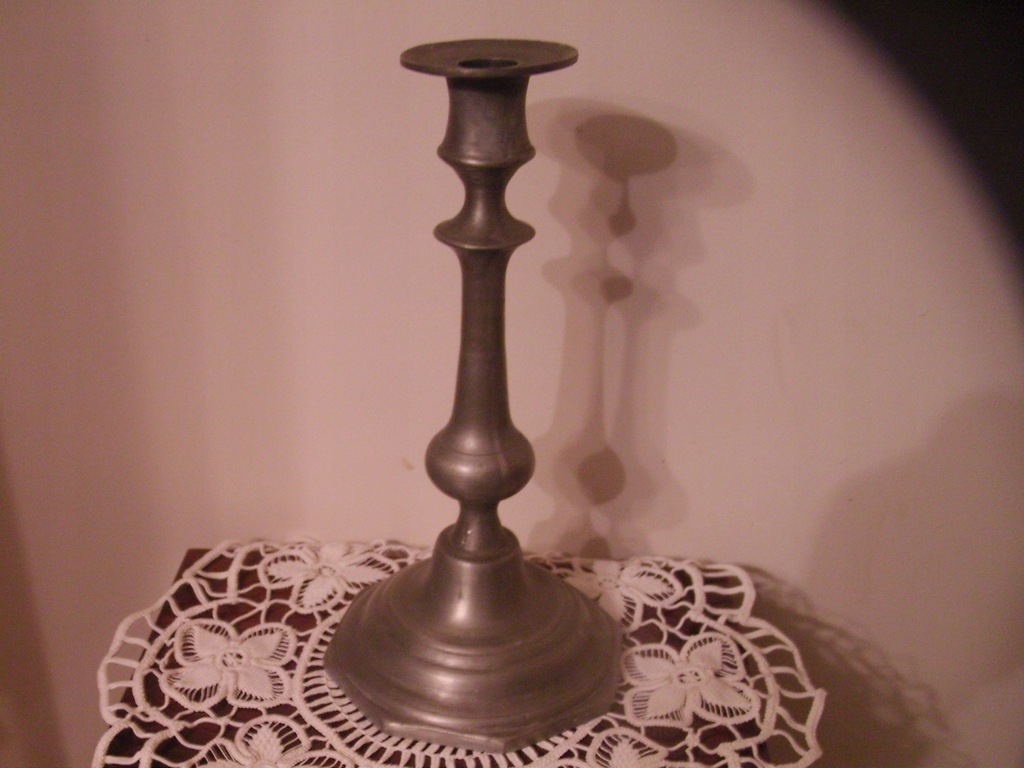 Stary lichtarz cynowy syg. wsk. 25cm