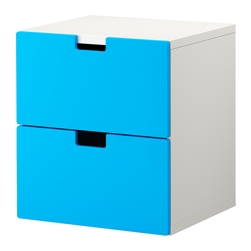 IKEA STUVA Komoda, 2 szuflady, biały/niebieski