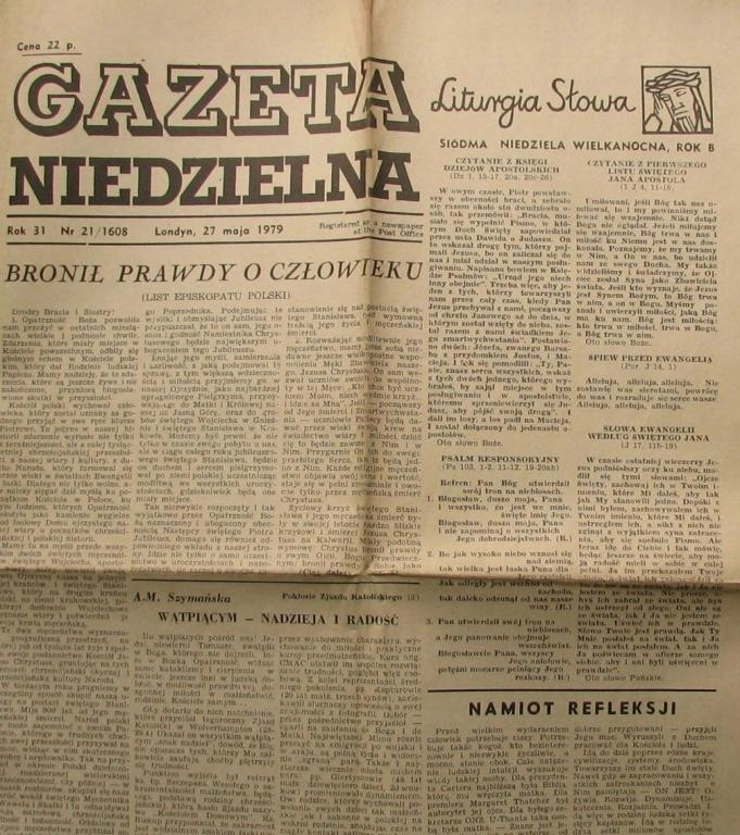 GAZETA NIEDZIELNA .LONDYN .Nr 21/1608 ,1979
