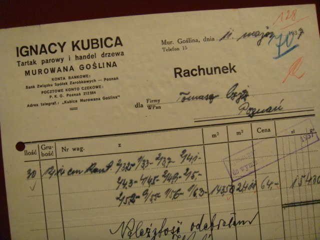 rach. 1937 r. - MUROWANA GOŚLINA - Tartak parowy