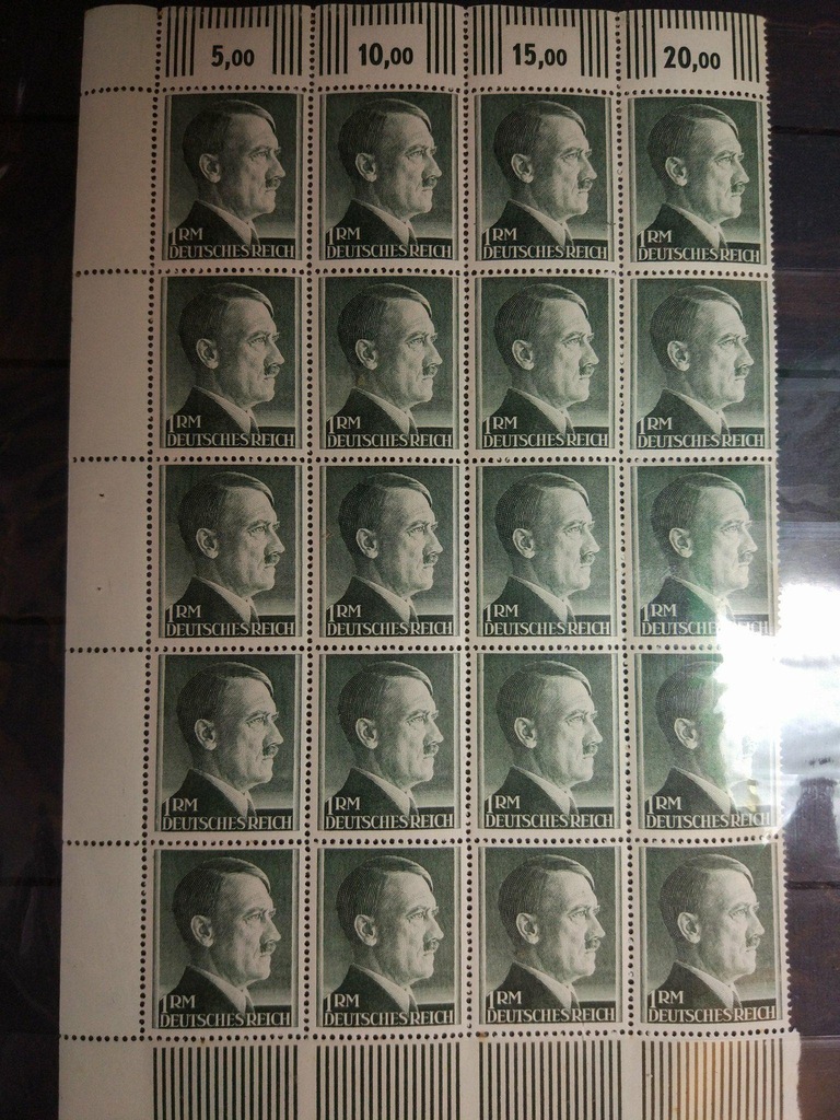 ZNACZKI POCZTOWE ADOLF HITLER, CZYSTE ARKUSZE