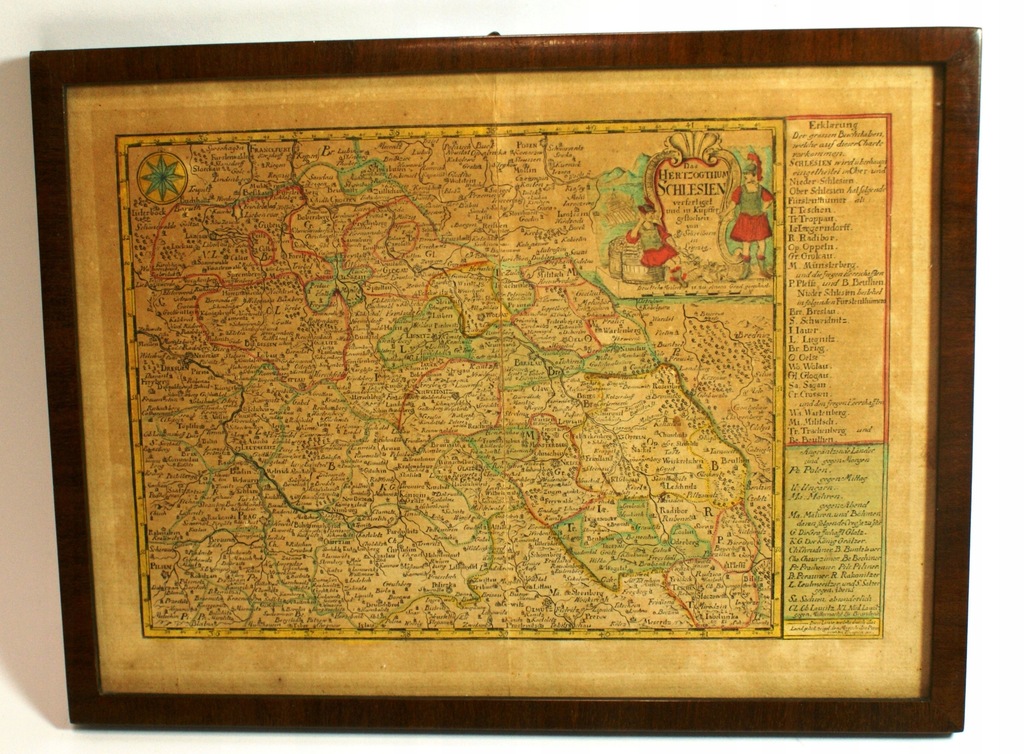 Stara mapa Śląska Dolny Śląsk XVIII w oryginał