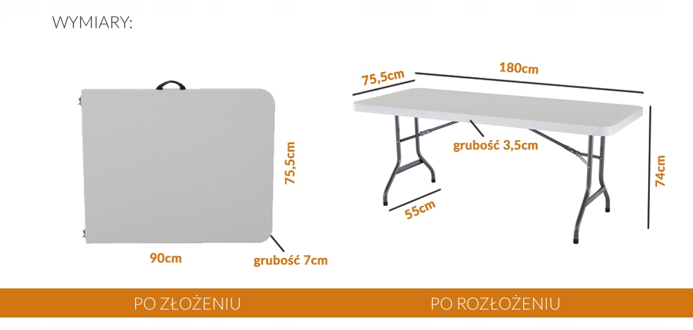 Składany Stół Ogrodowy AA83 Resol 66468 Easy 180
