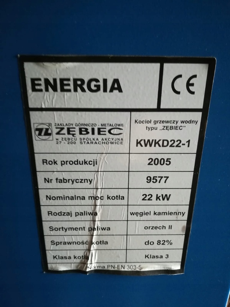 Piec węglowy Zębiec KWKD22-1 z 2005 roku