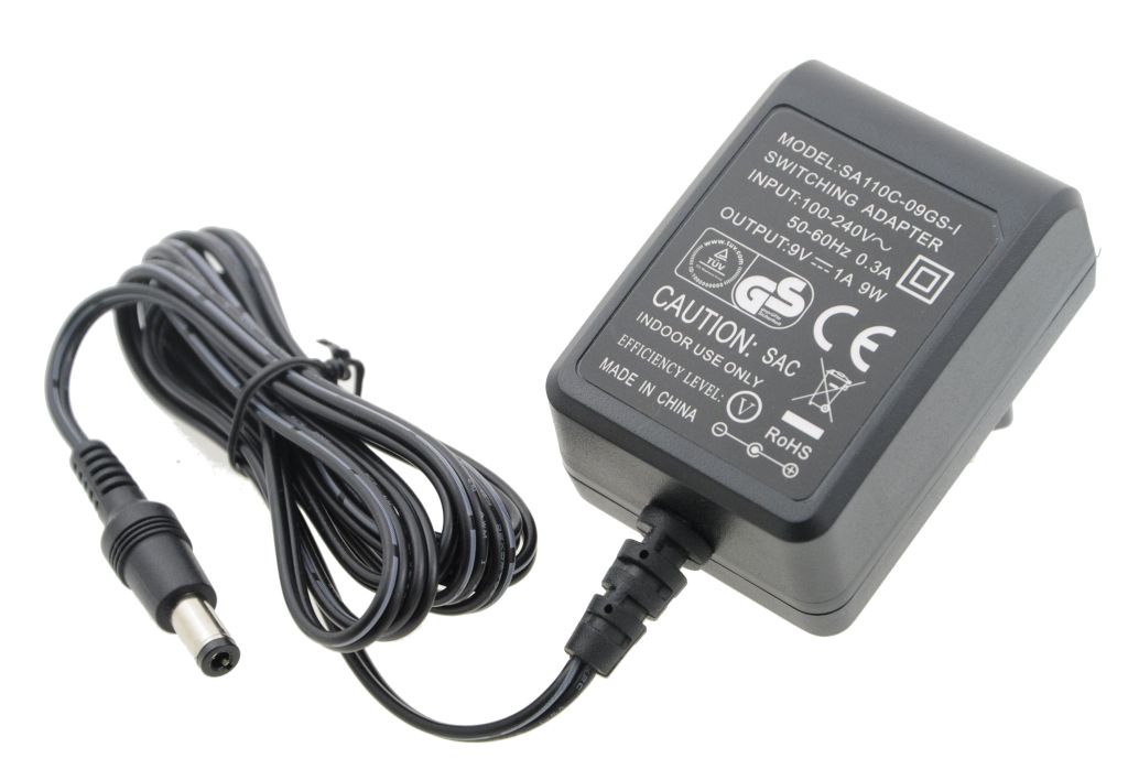 Azlanway Netzteil 9V 1A - 2m Kabel Mit 5,5x2,1mm Stecker (mittig Positiv)