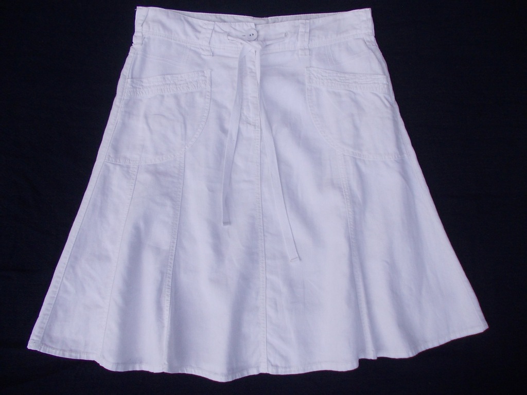 NEXT-biała lniana spódnica roz.42