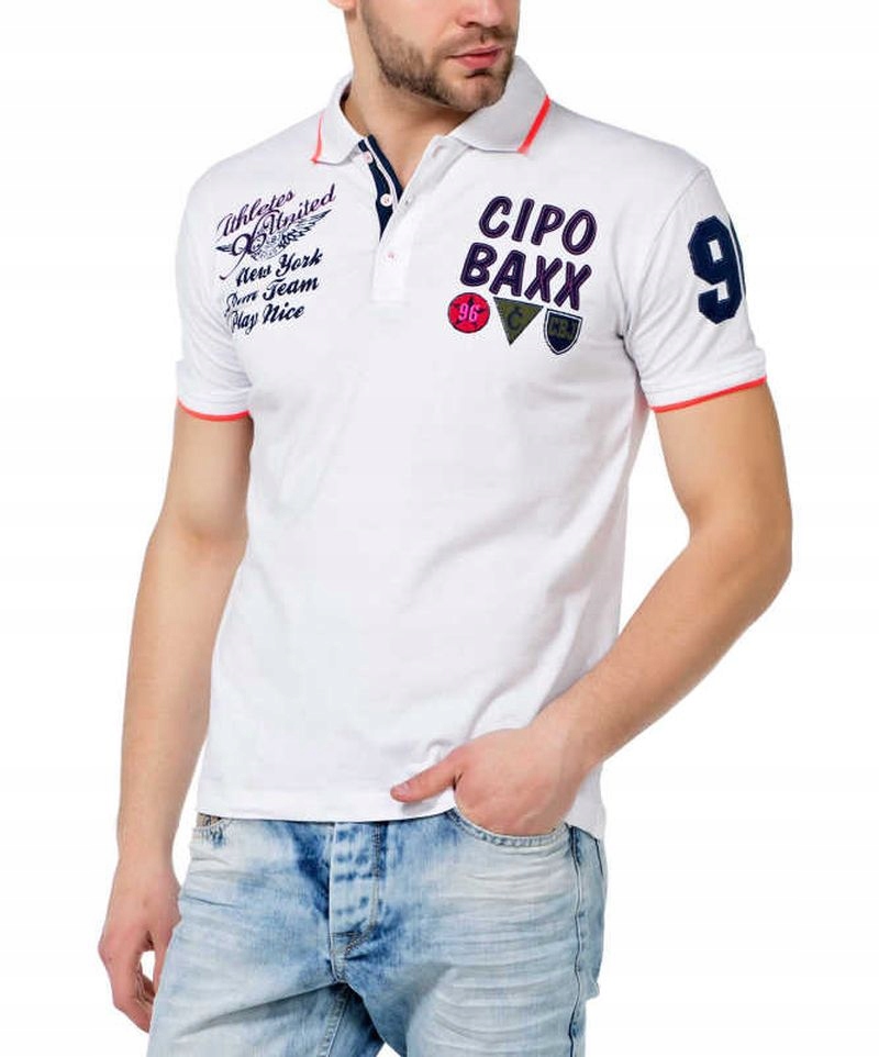 Cipo&Baxx CT461 Koszulka Męska Polo Biała L