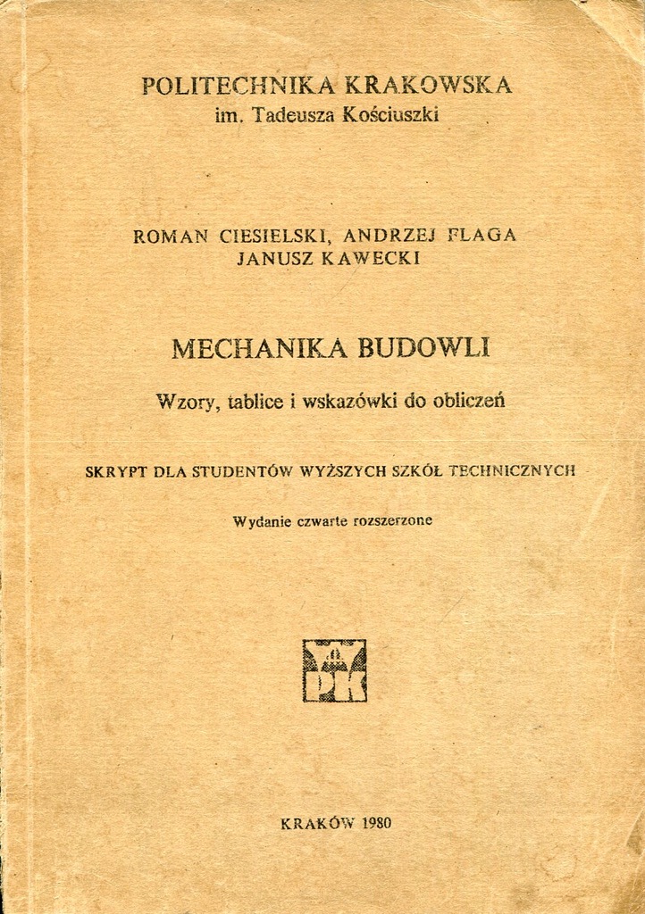 MECHANIKA BUDOWLI WZORY, TABLICE Ciesielski, Flaga