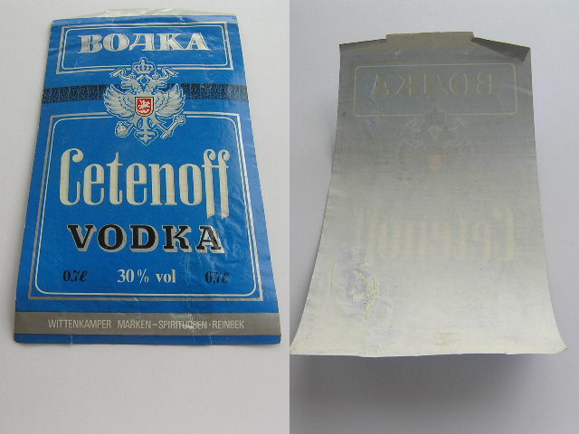 WÓDKA CETENOFF VODKA ETYKIETA  - POJ. 0,7L MOC 30