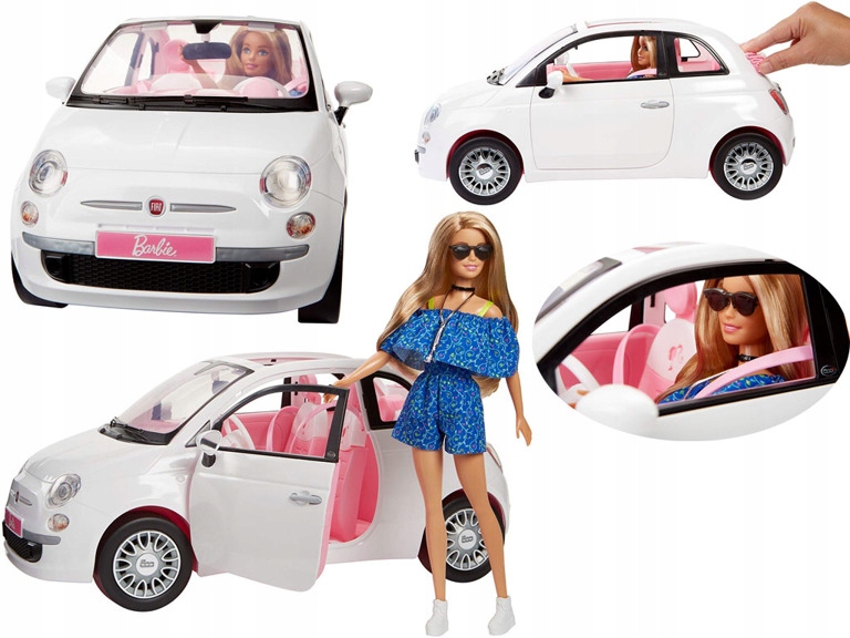 Mattel BARBIE Samochód DLA LALKI FIAT 500 + Lalka