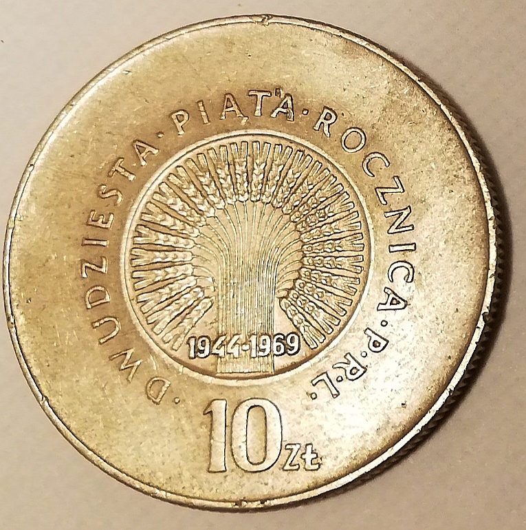 Moneta 10 zł 25 rocznica PRL 1969