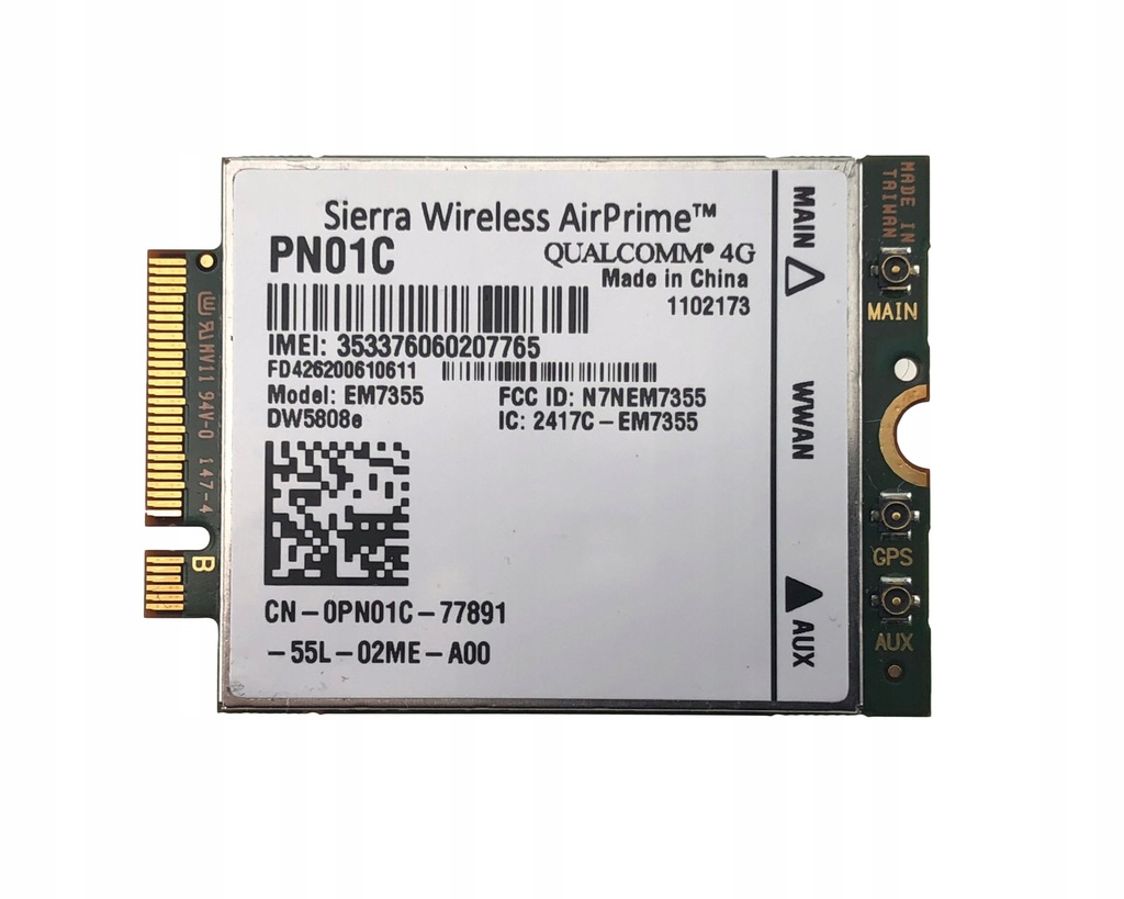 Modem 4G LTE DELL 5808e EM7355 GW12mc FV23%