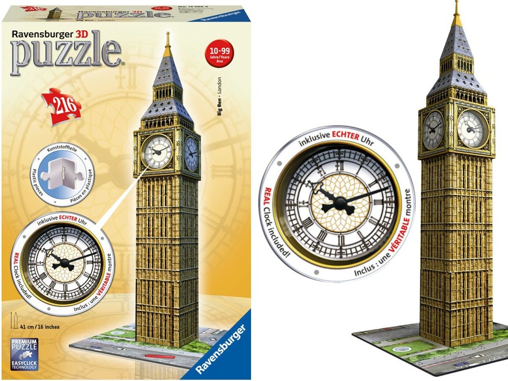 RAVENSBURGER PUZZLE 3D BIG BEN z Zegarem 125869 ...