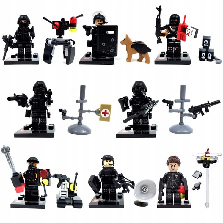 WOJSKO SWAT TERRORYŚCI FIGURKI KLOCKI 8 SZT.