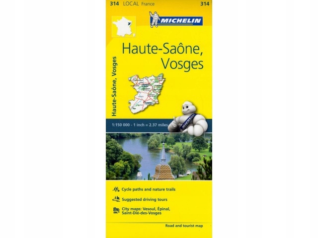GÓRNA SAONA WOGEZY Francja mapa drog. Michelin '16