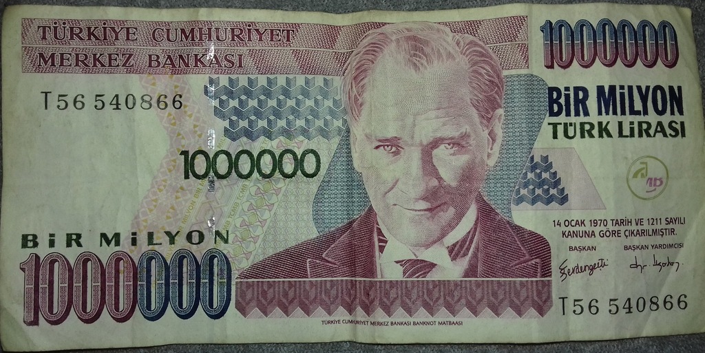 Stara lira turecka o nominale 1 000 000 i 500 000