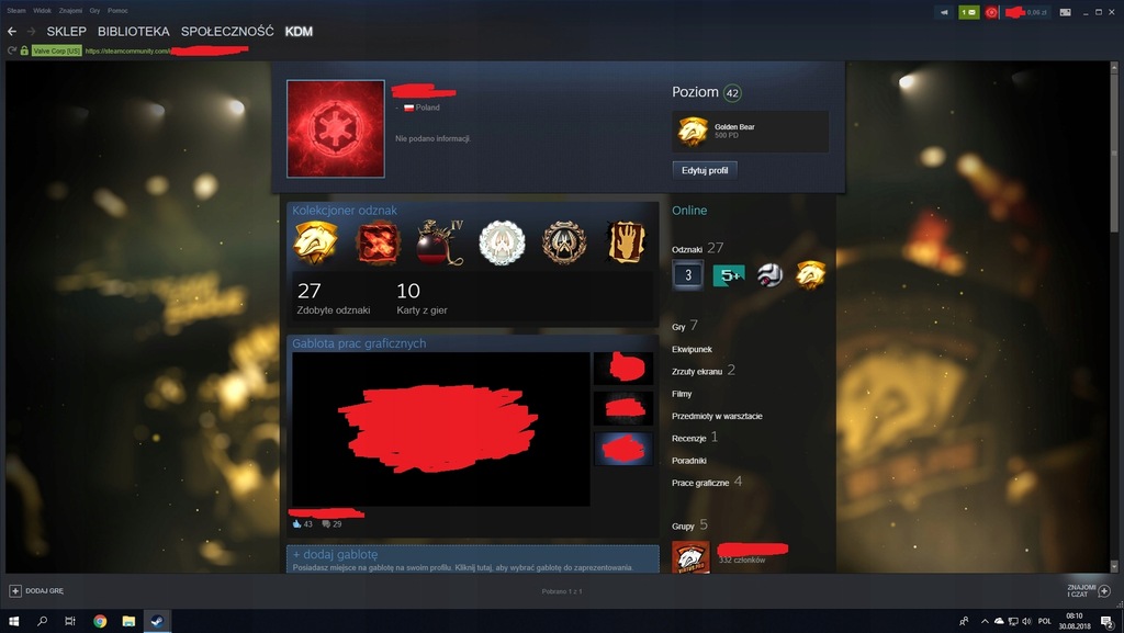 Steam Konto z CS:GO / 42lvl ponad 200 PLN w EQ