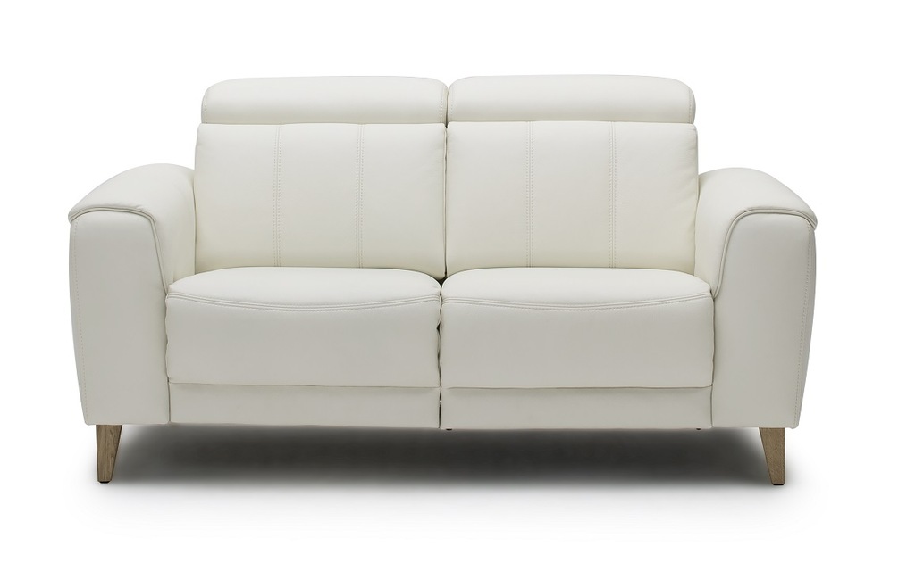 Sofa Biała Skórzana z Funkcją Relaksu Milana