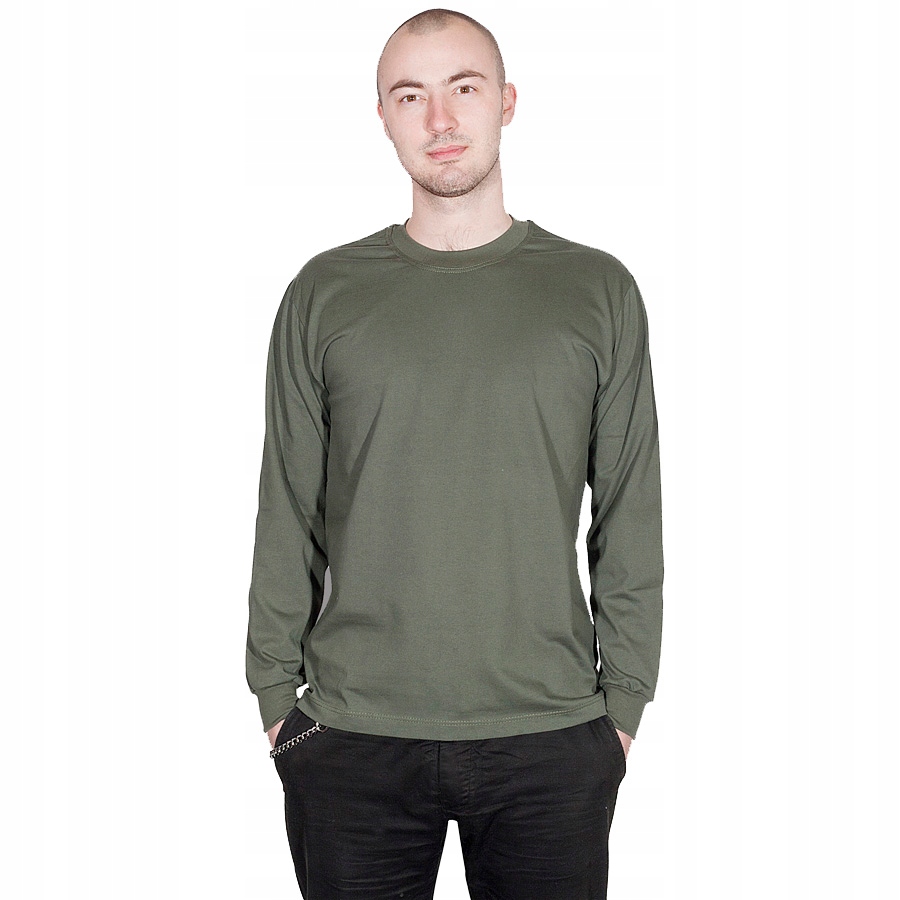 TheCo - Gładka koszulka long sleeve - L - khaki