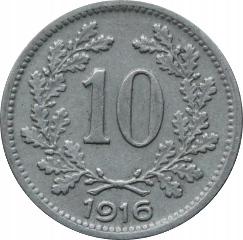10 halerzy 1916 Austria odm. z flagą st.III
