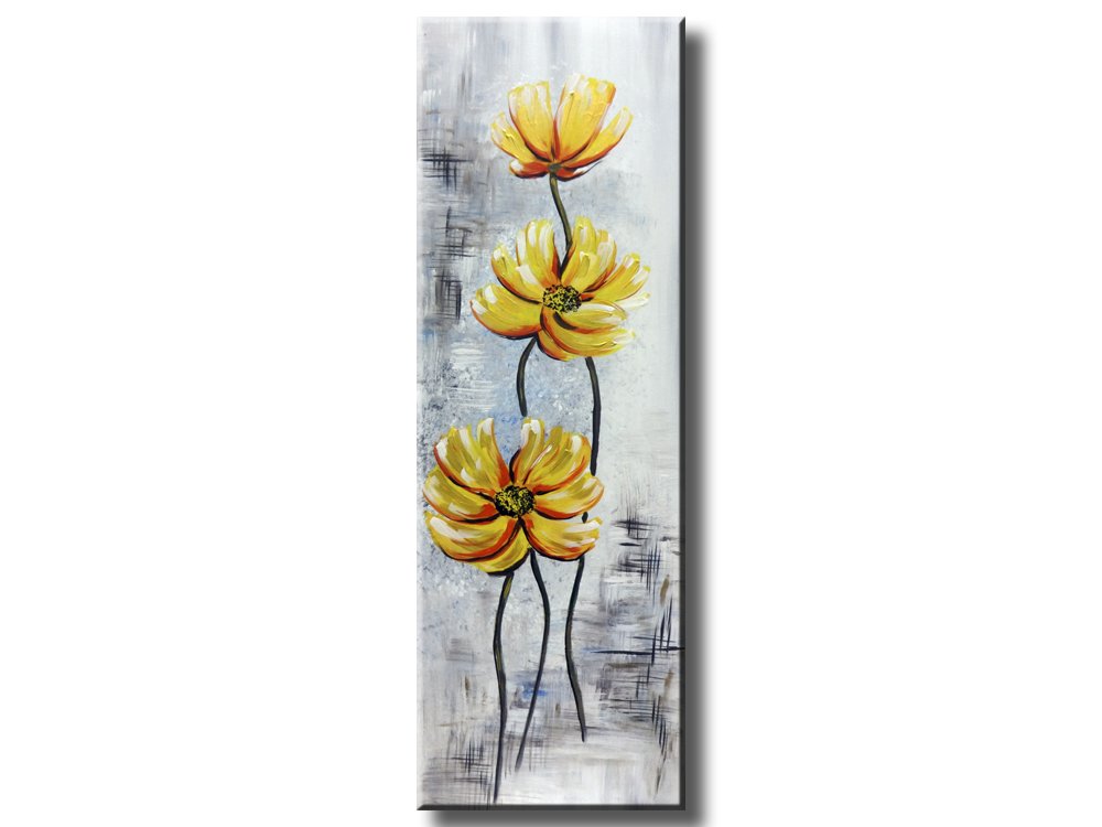 1696 OBRAZ MALOWANY Kwiaty w pionie 40x120 !!!