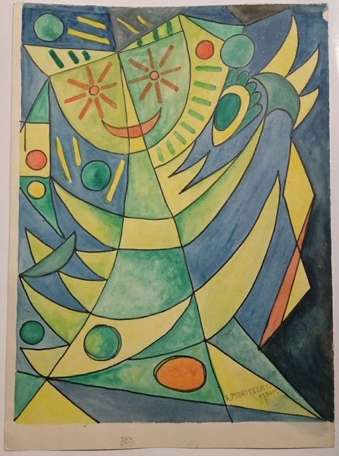 KUBIZM OP ART KOMPOZYCJA PODHORECKI ŻART W KOLORZE