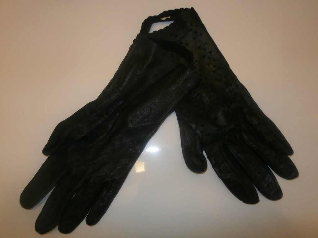 SANDRA skórzane ażurowe rękawiczki damskie L/XL
