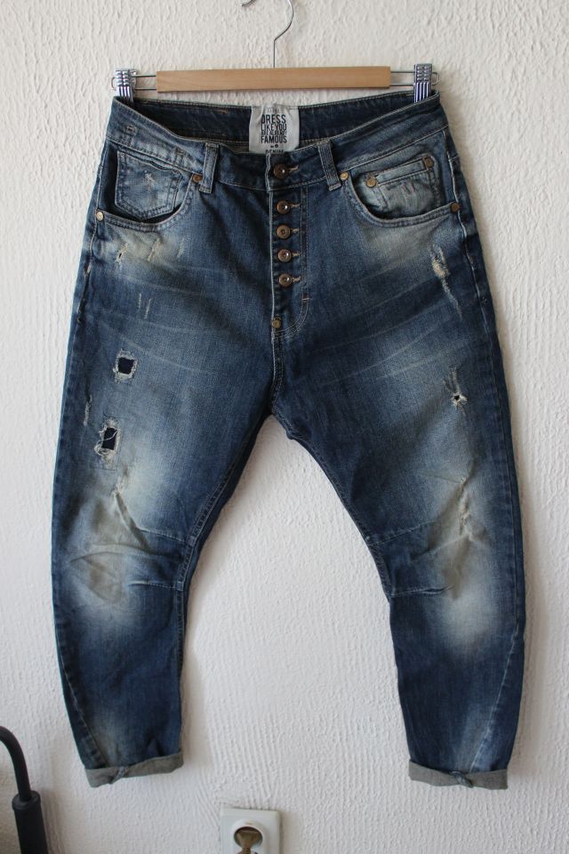 Cieniowane spodnie jeansy 46/32
