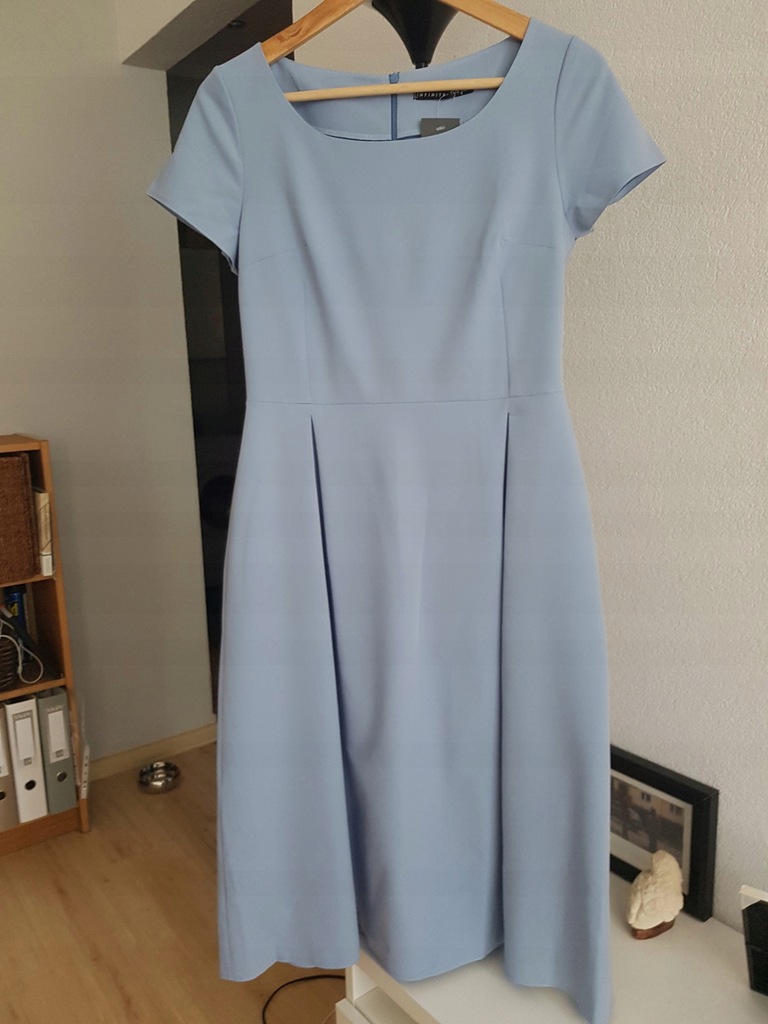 Jasno niebieska krótki rękaw błękitna sukienka - 7603694646 - oficjalne  archiwum Allegro