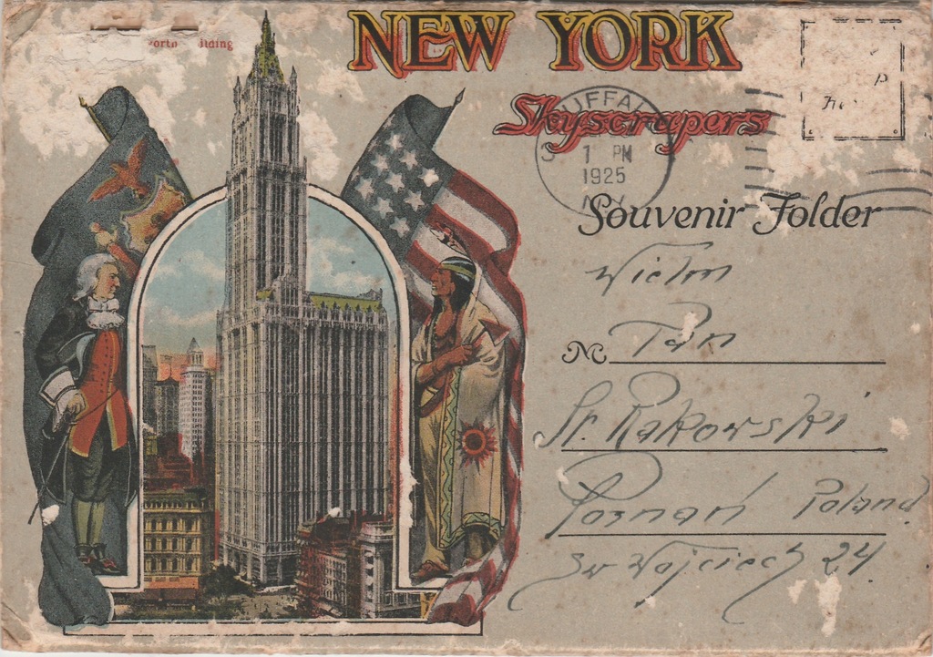 Zestaw pocztówek z USA z 1925 r