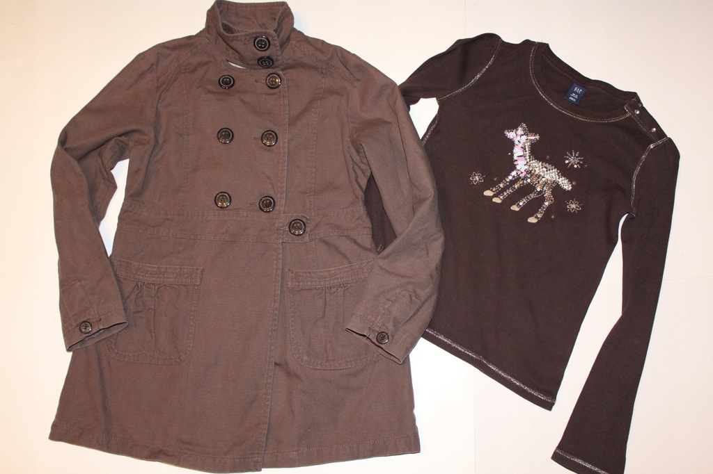 NEXT cienka kurtka płaszczyk + bluzka GAP 134 -140
